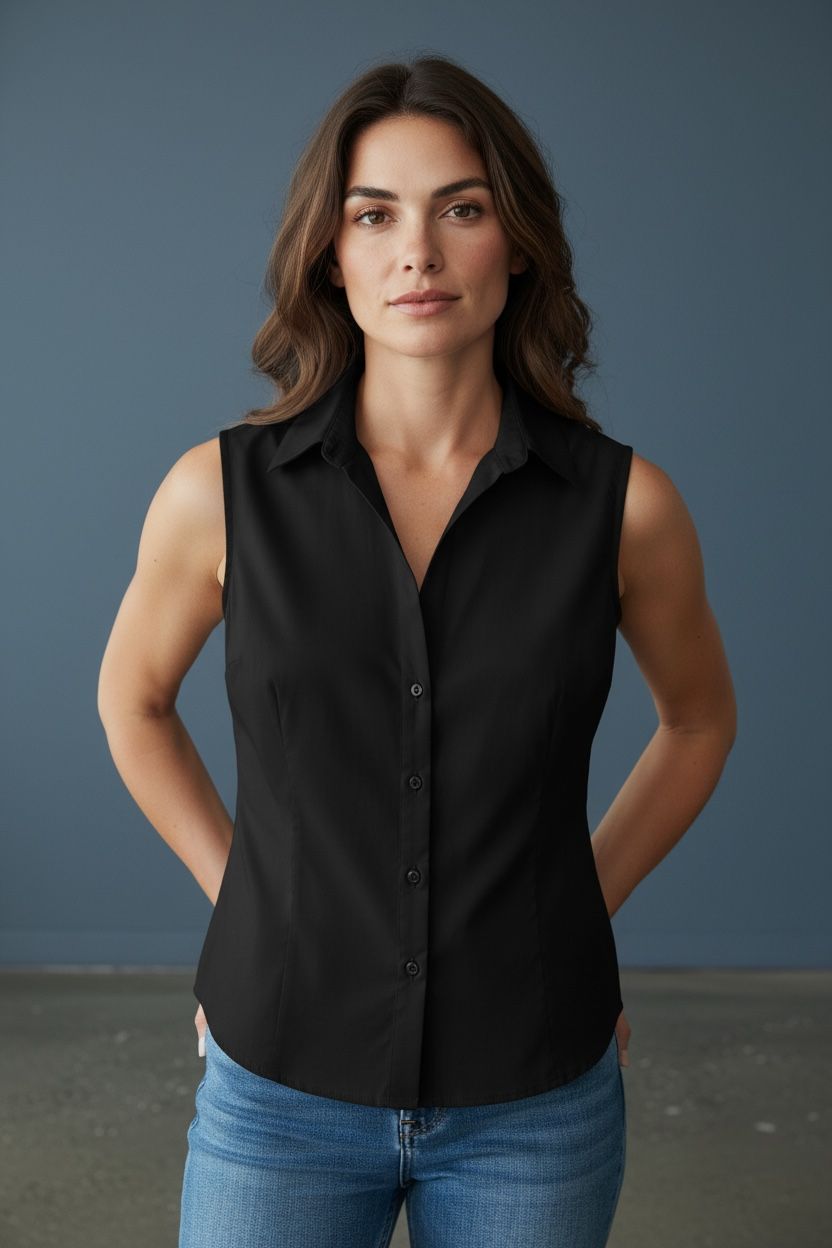 Blusa Sin Mangas Camisera con Corsé Trasero