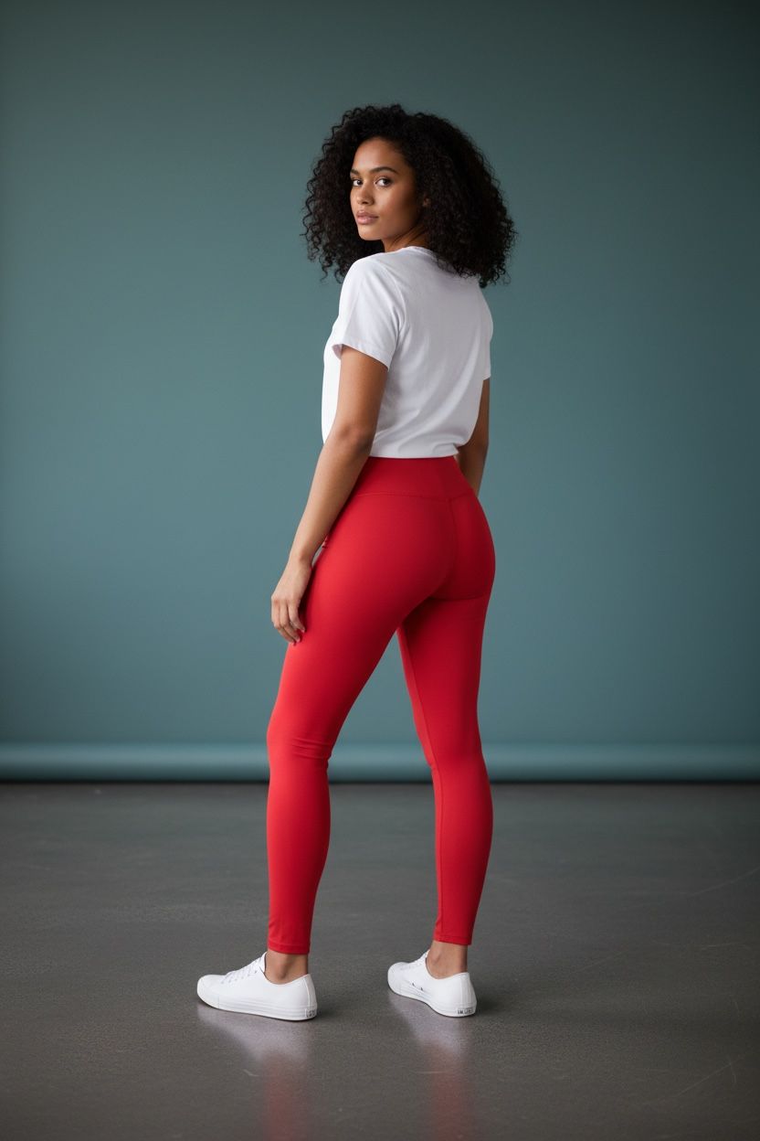 Leggins tiro alto con triple hebilla Power Belt – Rojo