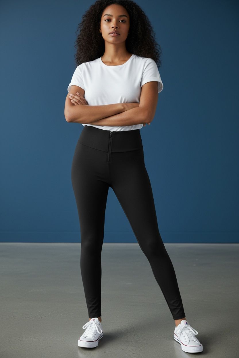 Leggins Colombiano Tiro Alto con Cierre Frontal