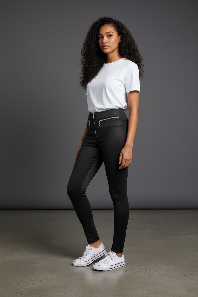 Leggins Colombiano Tiro Alto con Cierres