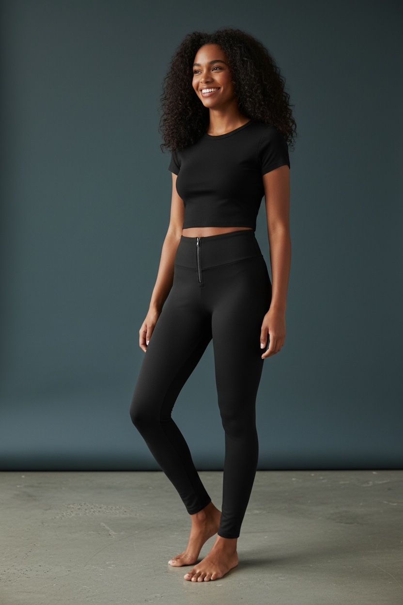 Leggins Colombiano Tiro Alto con Cierre Frontal