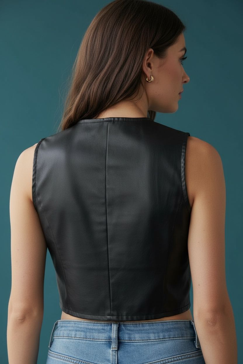 Chaleco Efecto Cuero