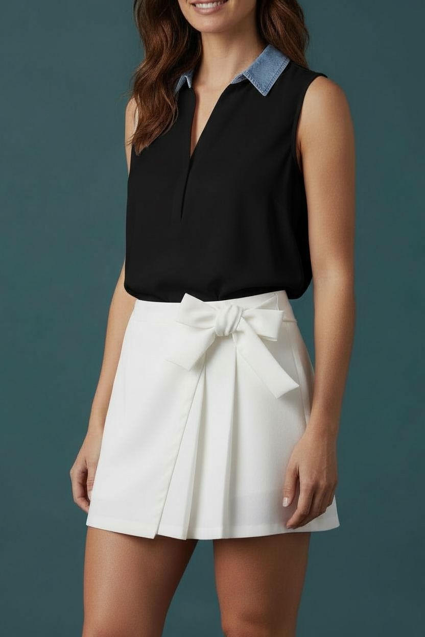 Short Blanco con Lazo Elegante