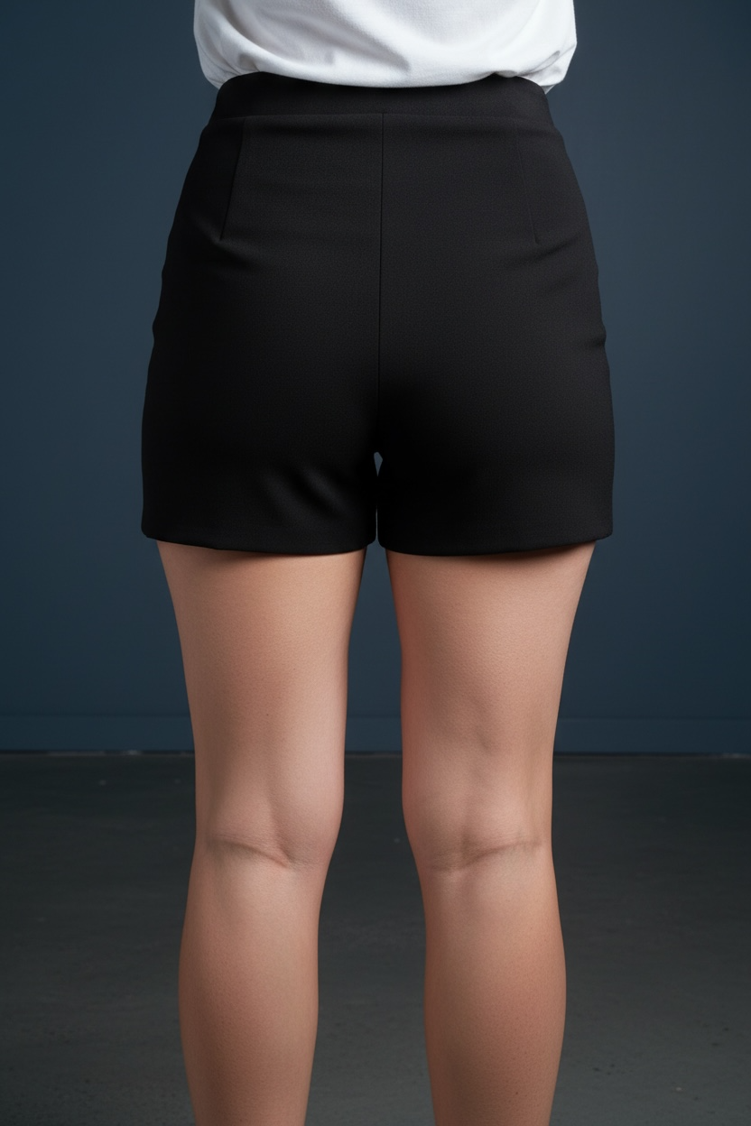 Falda Short Negra con Lazos Frontales